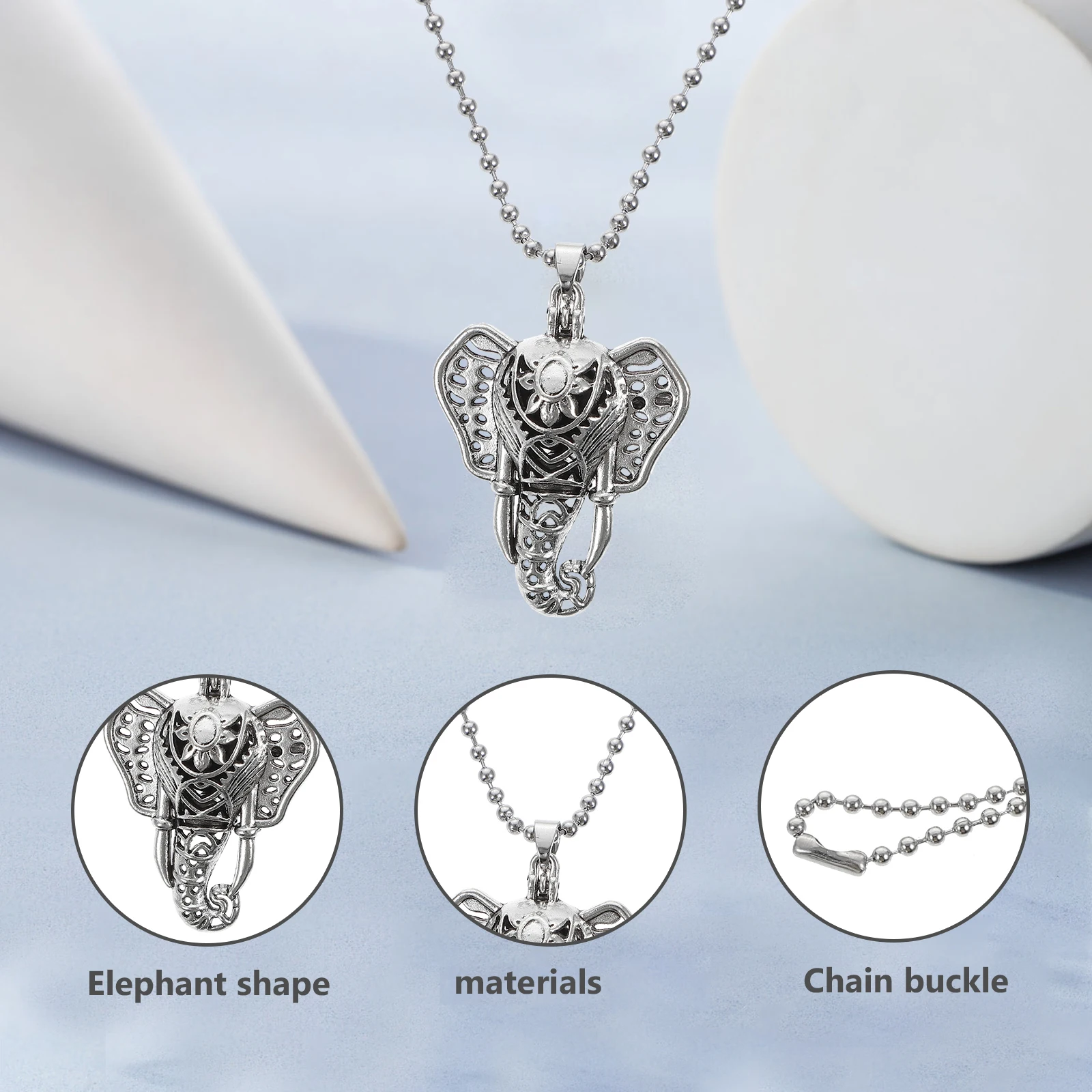 

1Set Elephant Pendant Essential Oil Diffuser Necklace Copper Locket Style Aromatherapy Necklace Lucky Elephant Chain
