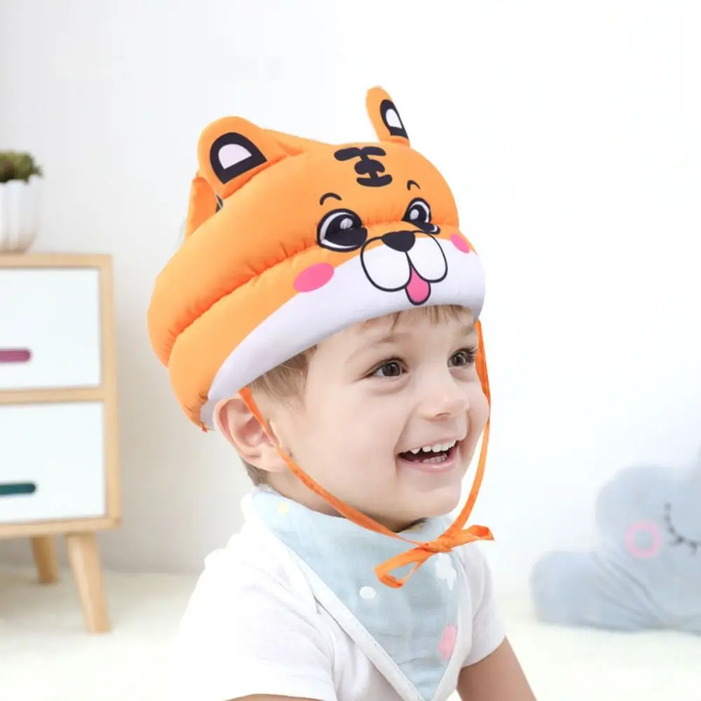 Polyester Cotton Baby Protection Hat Useful Soft Adjustable Head Protection Headgear Cartoon Anti-collision Hat Toddler