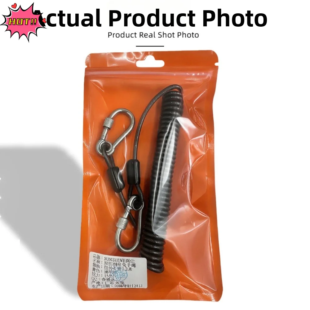 with 304 Steel Carabiner Outdoor Key Cord Multistyles 1.2meters Anti Falling Steel Wire Weighing 100KG Fishing Lanyards