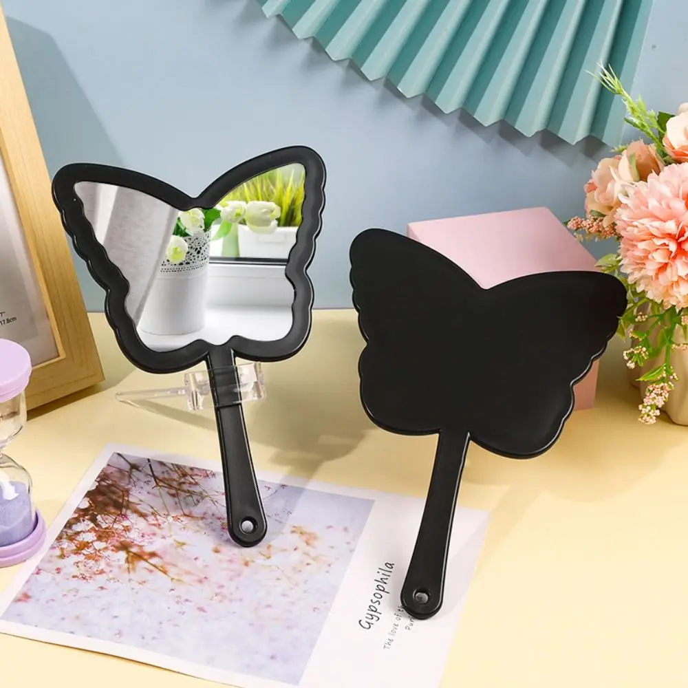 Hand-held Butterfly-shaped Makeup Mirror Plastic Mini Butterfly Handle Mirror Butterfly-shaped High-definition