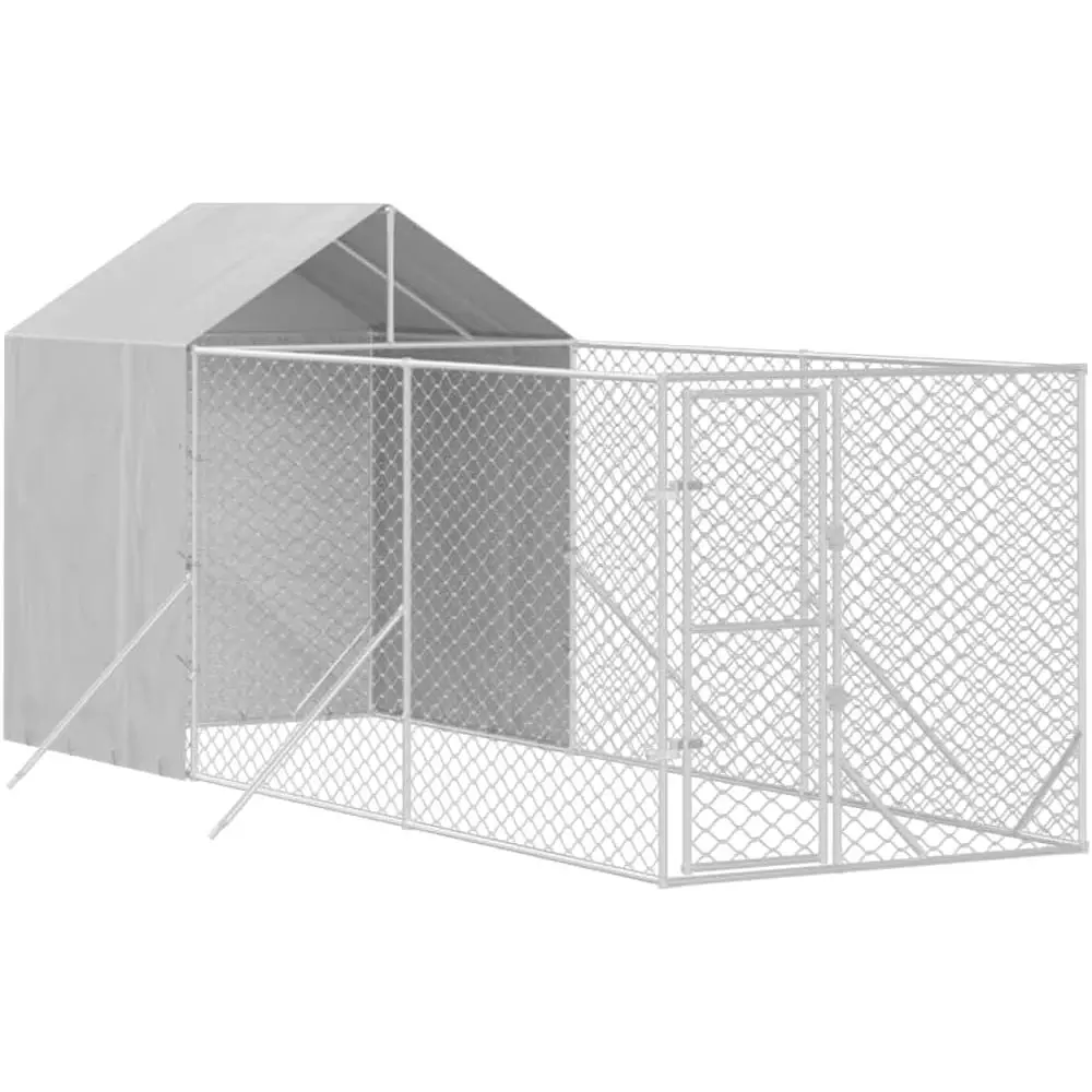 

Galvanized Steel Outdoor Dog Kennel, Weatherproof UV-Resistant Enclosure for Medium to Large Breeds, Pet Crate, Doghouse, Cage,