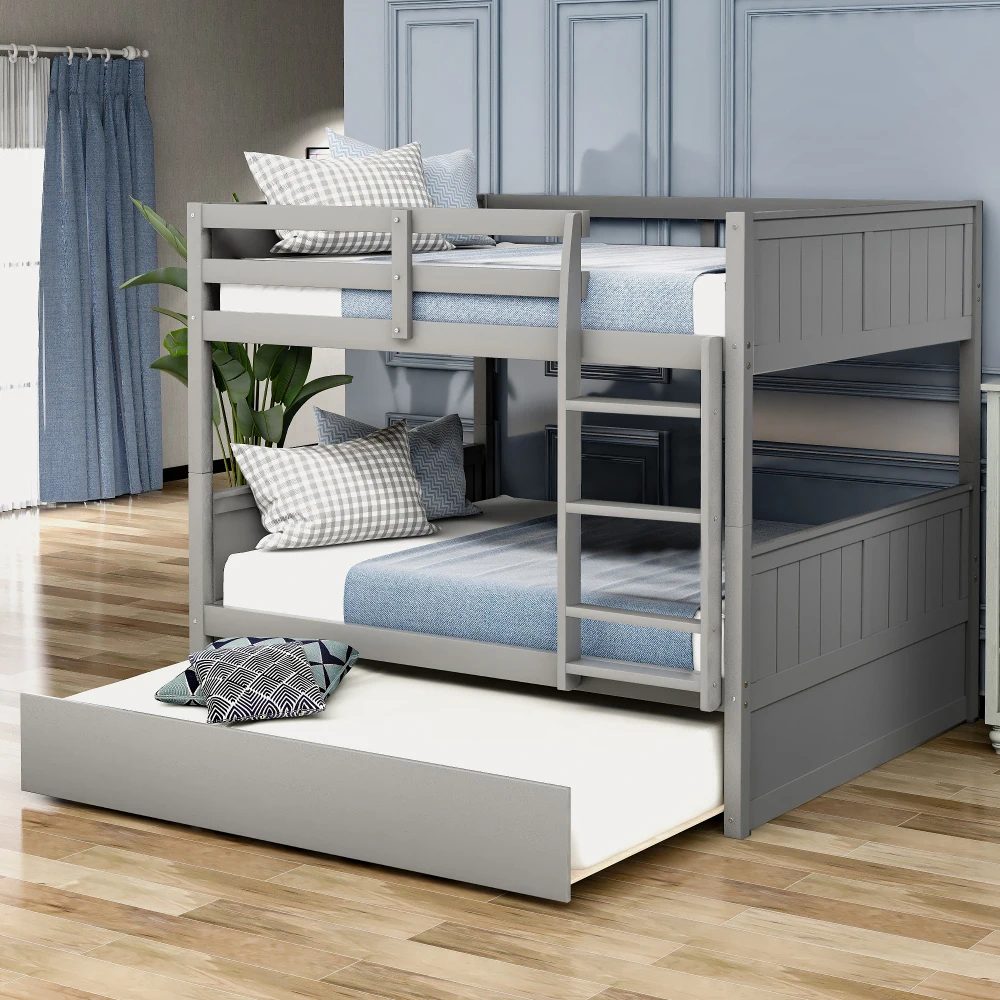 

Full Over Full Bunk Bed with Twin Size Trundle, Gray ( old sku: LP000250AAE )