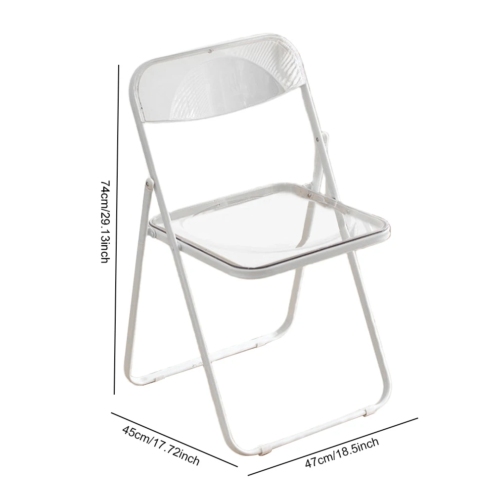 كراسي شفافة قابلة للطي من الأكريليك مع إطار من الكروم لمقعد غرفة المعيشة خفيف الوزن لغرفة المعيشة والمكتب وغرفة الانتظار #4