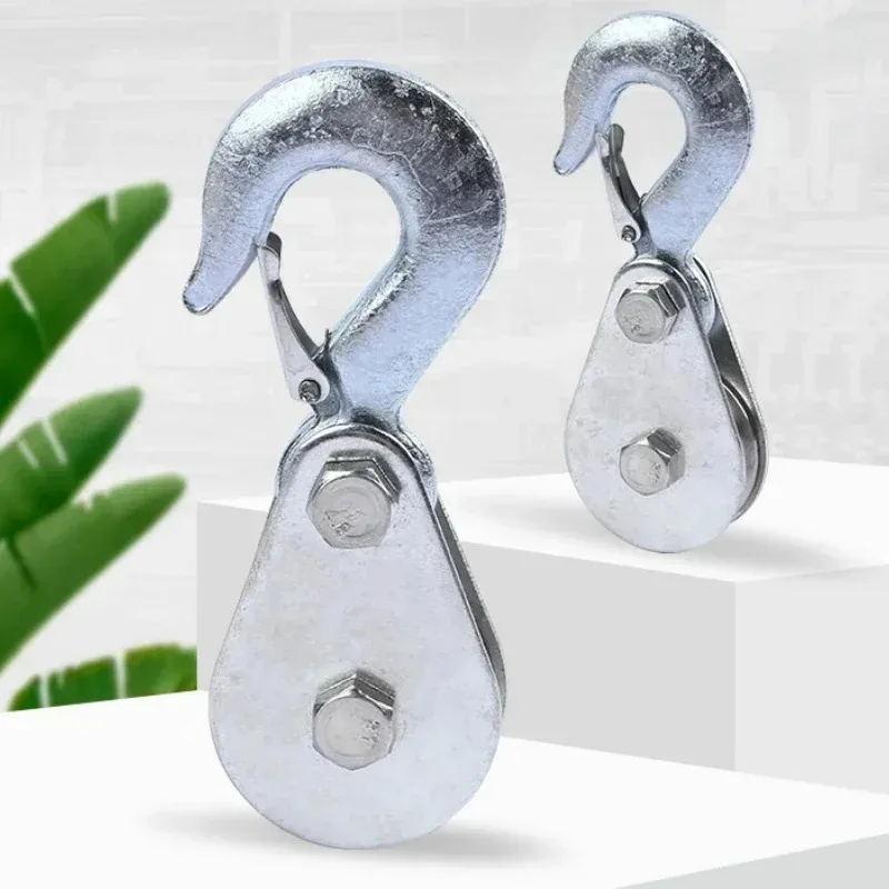 0.8T 1T Electric Winch Hook Lifting Pulley High Strength Steel Wheel Lifting Rope Pulley Block Hook