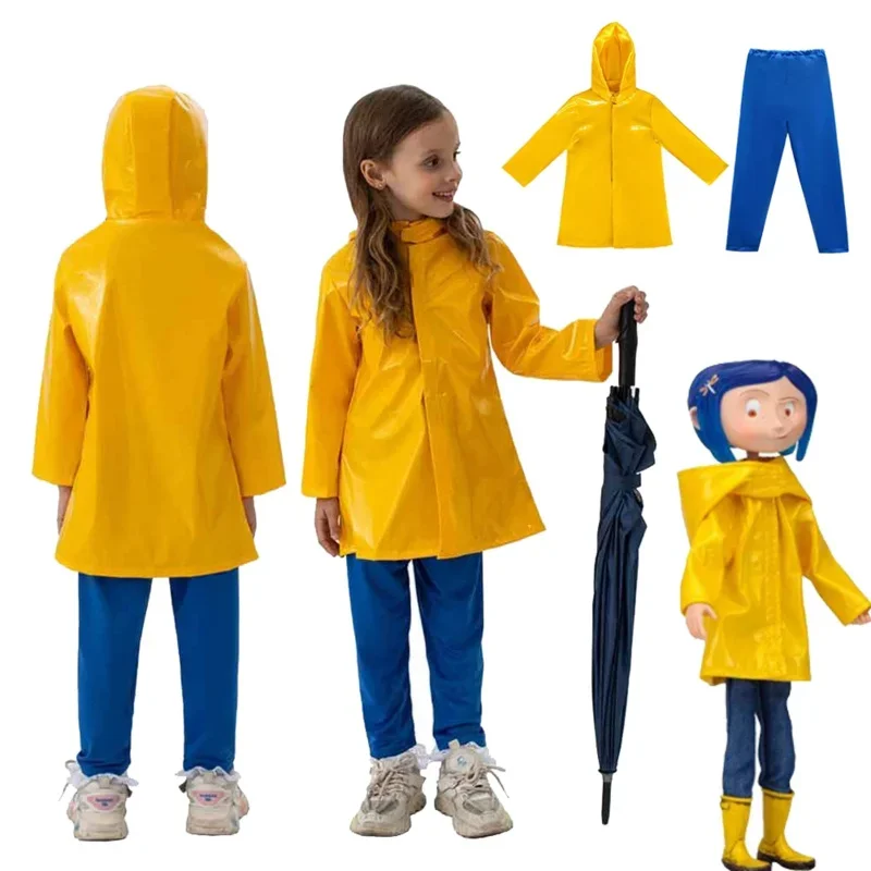Film dei cartoni animati Il segreto di Fantasy Coraline Cosplay Cappotto Pantaloni Halloween Carnevale Festa Travestimento Vestito per Ragazzi Ragazze Regali