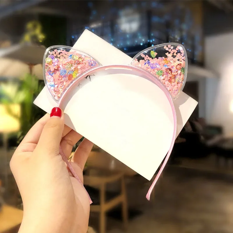 10pcs Transparent Cat Ear Headband Hair Ornament Head wear Girl Children  Party  Birthday Cosplay Costume