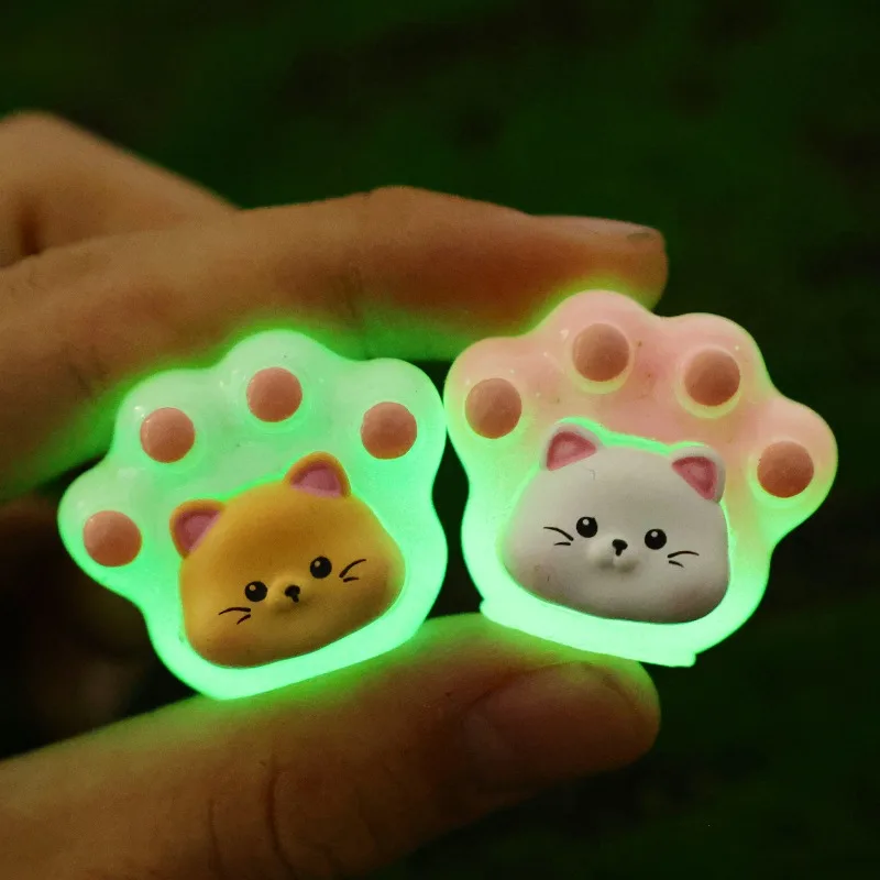 Cute Cartoon Luminous Cat Claw Car Ornament Micro Landscape Decorative Resin Accessories Car Centre Console Dashboard Decoration