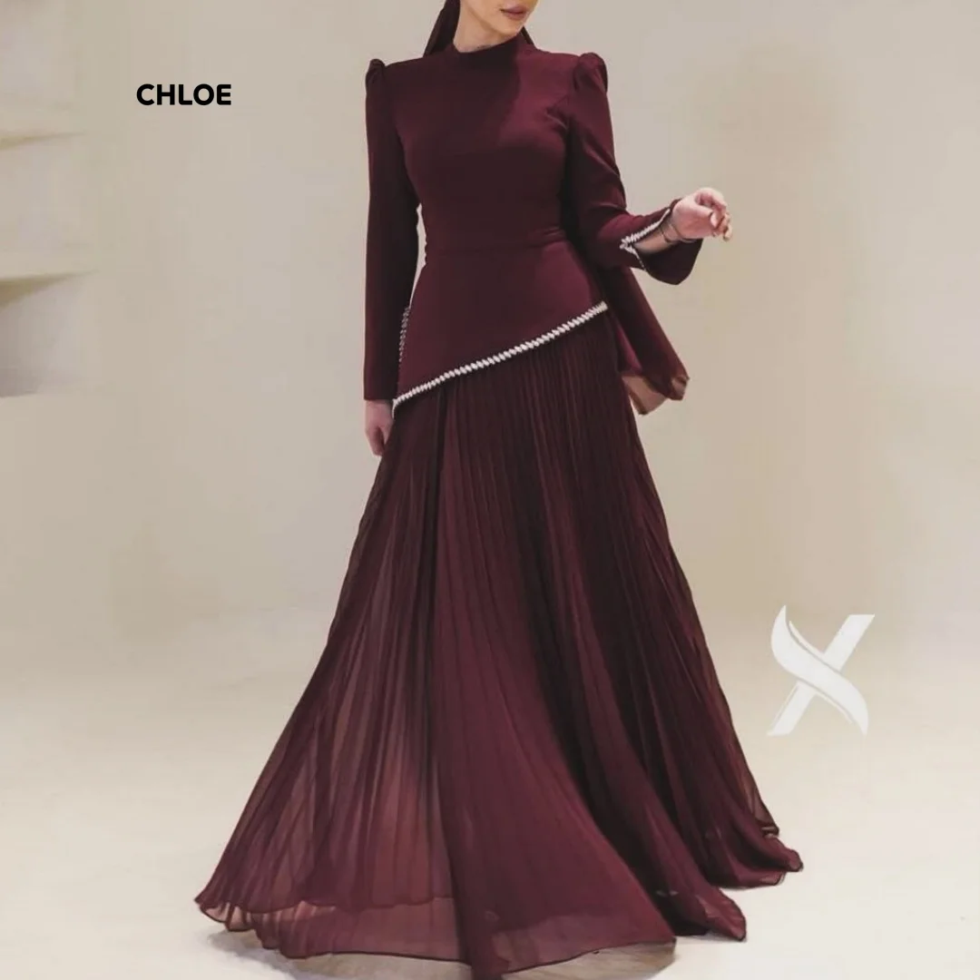 

Элегантные вечерние платья с круглым вырезом для женщин. Роскошные вечерние платья. 2025 год. Бальные платья. Платье для выпускного вечера с длинными рукавами на заказ.