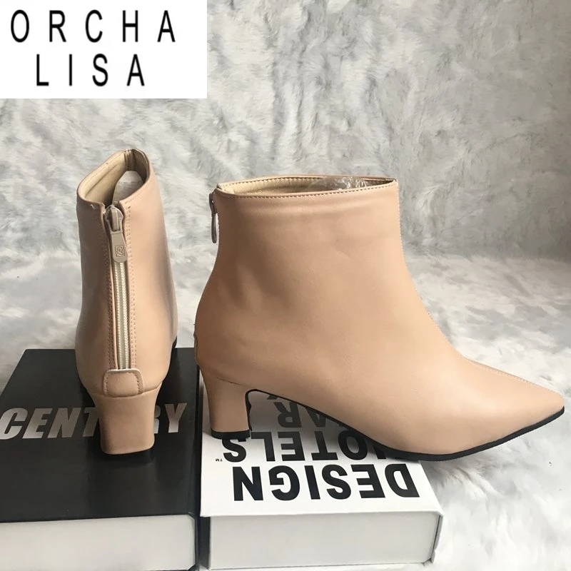 

ORCHA LISA ботильоны женские ботинки с острым носком 5 см на толстом каблуке botines mujer chaussures femme весна A1439