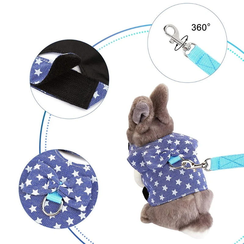 Bunny Harness and Leash Rabbit Vest for Guinea Pig Ferret Chinchilla Hamster Lovely Costume 3 Sizes Colors B03E