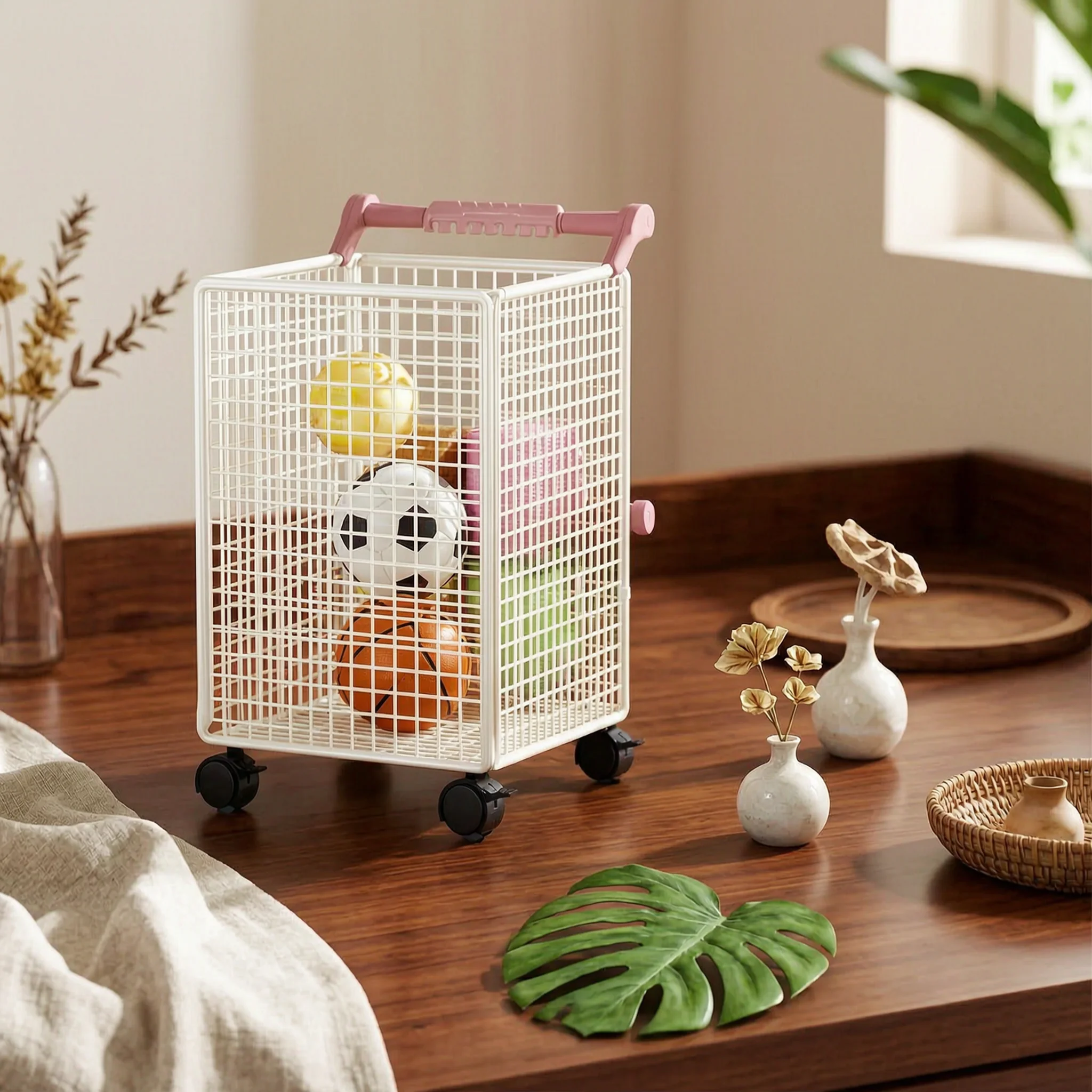 Storage Basket on Casters ventilatedGrid Rolling Storage Basket Organizer Ventilated Freestanding
