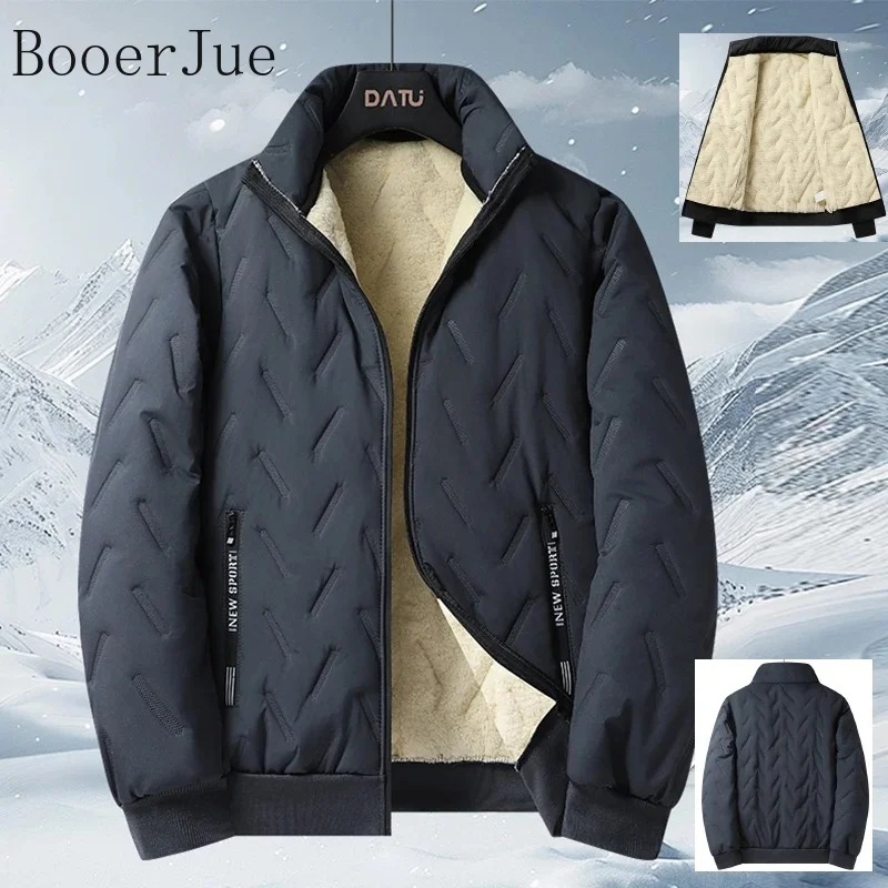 Men's Outerwear Cropped Woolen Parka Coat Autumn Warm Bomber Jacket Winter Thickened Fleece Jackets for Men Windproof Snow Coats