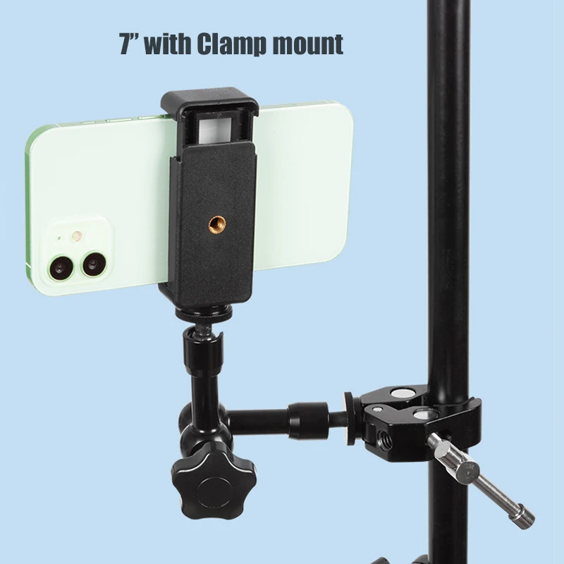 BFOLLOW Magic Arm 7 inch 11 inch Clamp Wall Mount Articulated Friction Bracket for Camera Monitor Webcam Camcorder Video Studio