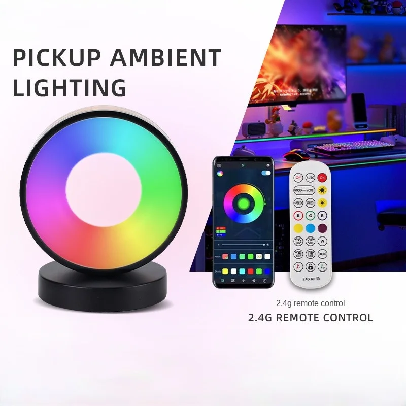 Lampka nocna 3D do sypialni, lampka LED RGB sterowana głosem, lampka indukcyjna z rytmem muzyki, lampka ambientowa LED z muzyką i efektem skaczącej światełkowej kula.