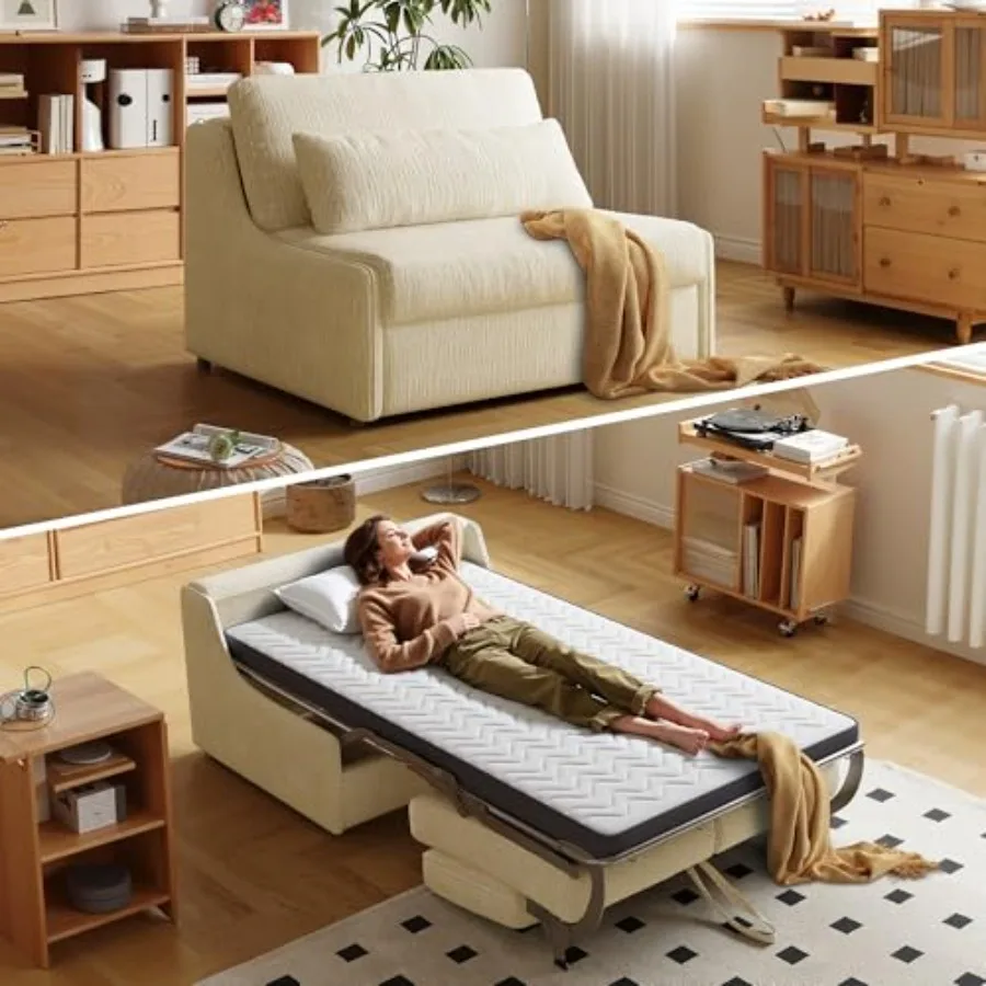 

Pull Out Sofa Bed, Convertible Sleeper Sofa with 5" Mattress, Twin Size murphy Sofa Bed, Plush Chenille Upholstery, Daybed with