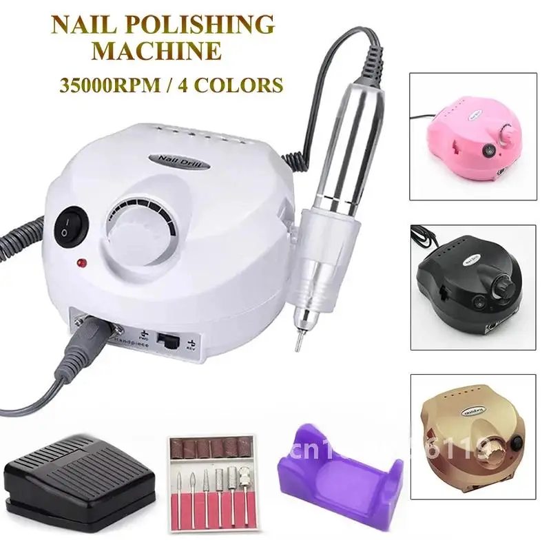 Machine à polir les ongles électrique, ensemble de perceuse de manucure professionnelle, kit d'accessoires de pédicure, équipement d'art des ongles, outil, 35000 tr/min