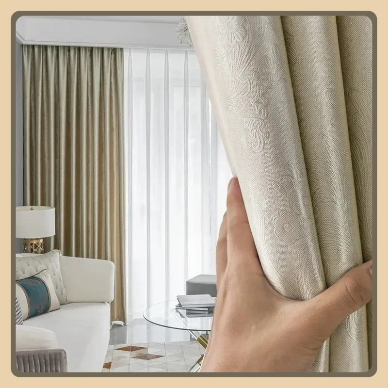 

Custom Size Full Blackout Curtains Nordic Minimalist New Thickened Living Room Protection Thermal Insulation Sunshade Fabric