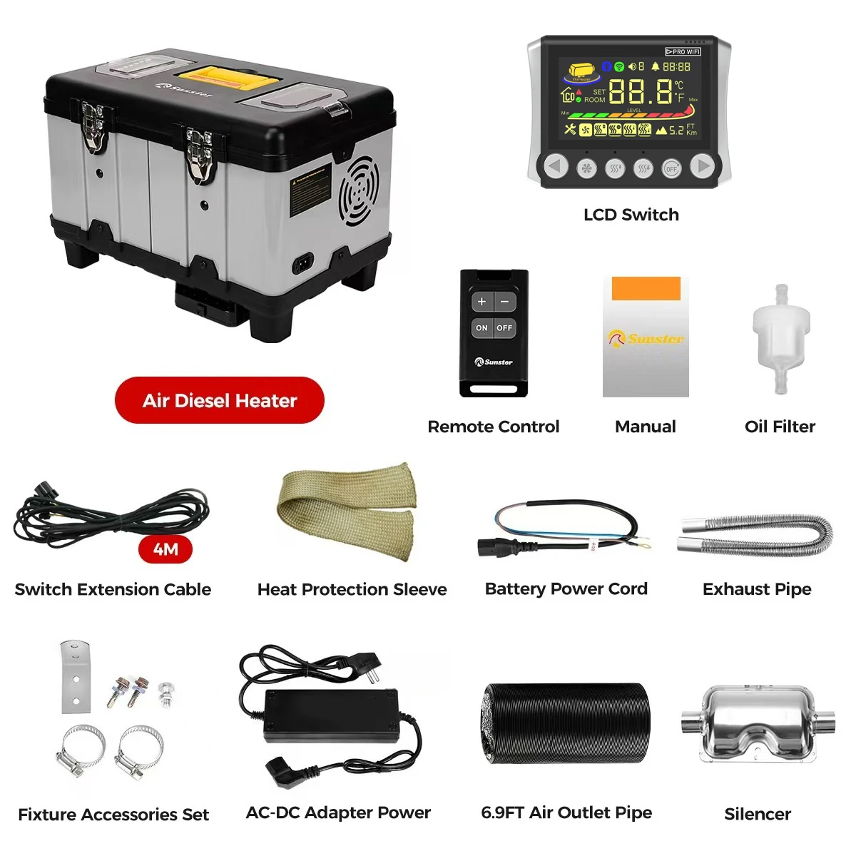 Verbeterde 8KW WIFI/BLUETOOTH Smart App Dieselverwarmer 12V/24V/220V Dieseluchtverwarmer met thermostatische modus voor auto RV Camper Home