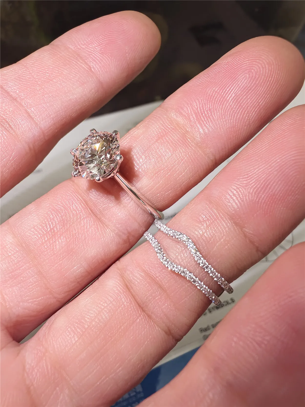 Custom 3CT 6-Prong Lab-Grown Diamond Engagement Ring Set in 18K Gold for Women – Wedding Stackable Bridal Jewelry
