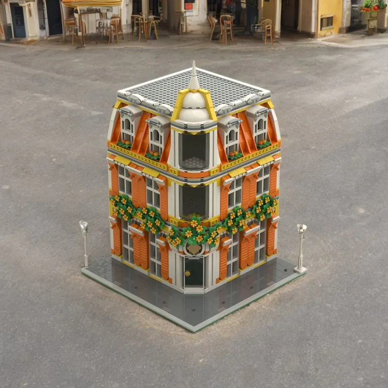 

Orange Brick Separator Corner Facade Model, 1246 Pieces, Compatible with Modular Building Style