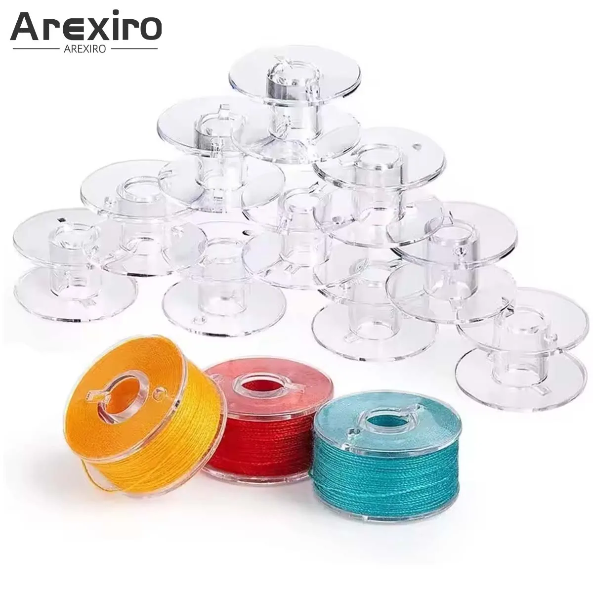 50Pcs Clear Plastic Sewing Machine Bobbins Spool Thread Reel for Brother Singer Janome