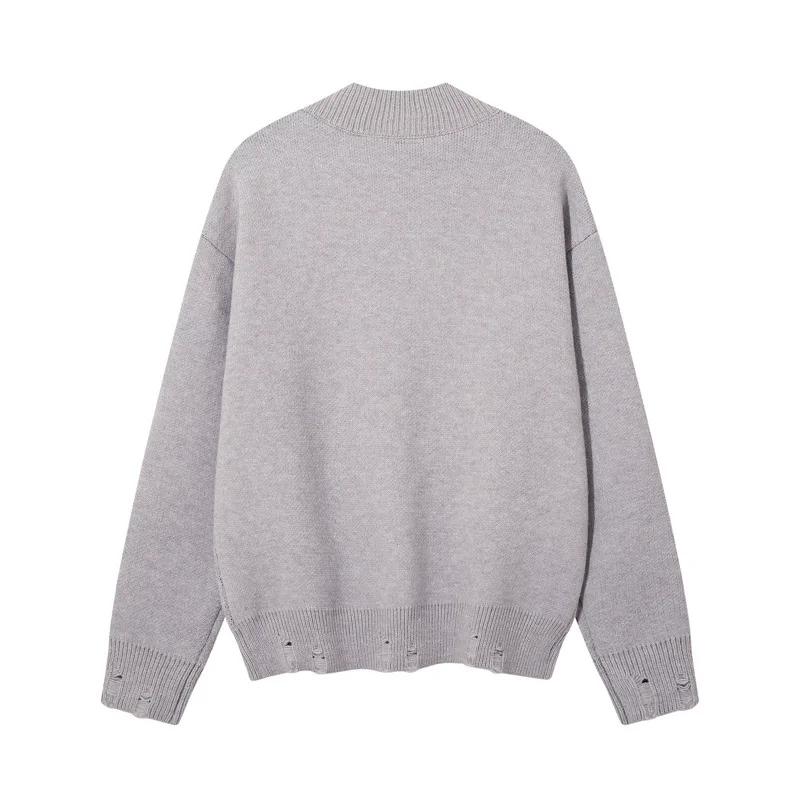 Men Streetwear Sweater Retro Vintage Patchwork Pattern Graphic Hip Hop Knitted Sweater Unisex Pullover Sweater Hipster Knitwear