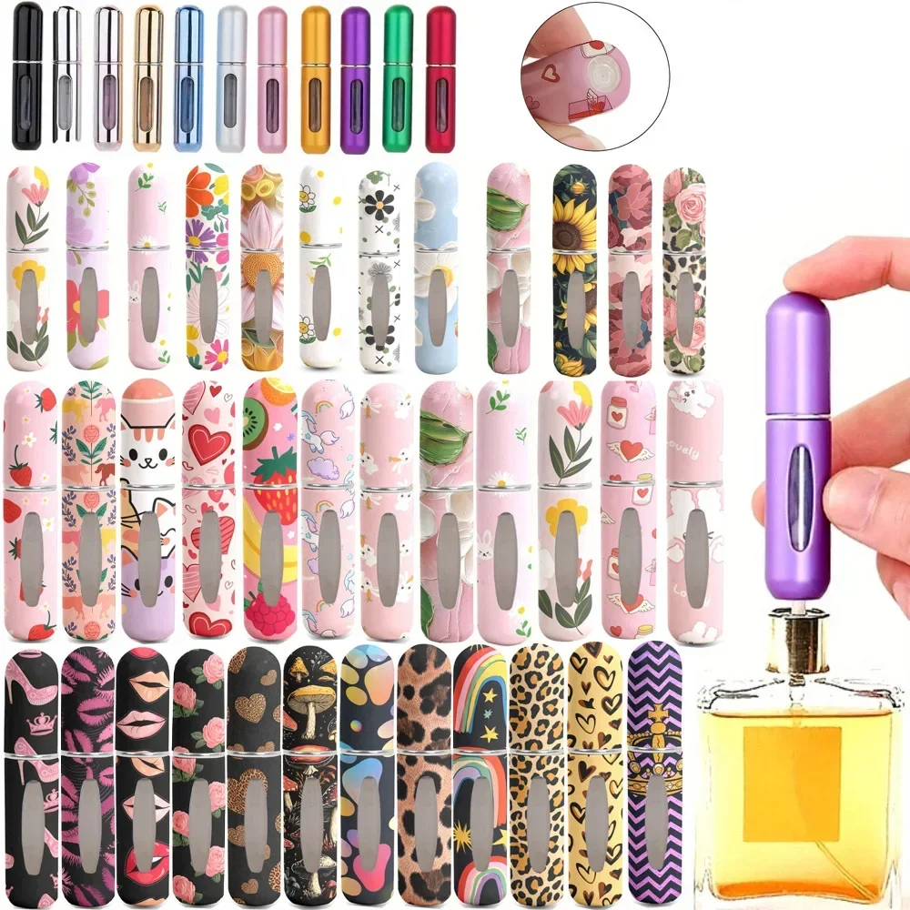 1pcs Portable Travel Perfume Bottle Mini Printed Flower Bottle Series - 5ml Portable Perfume Sprayer, Colorful Printing Pattern