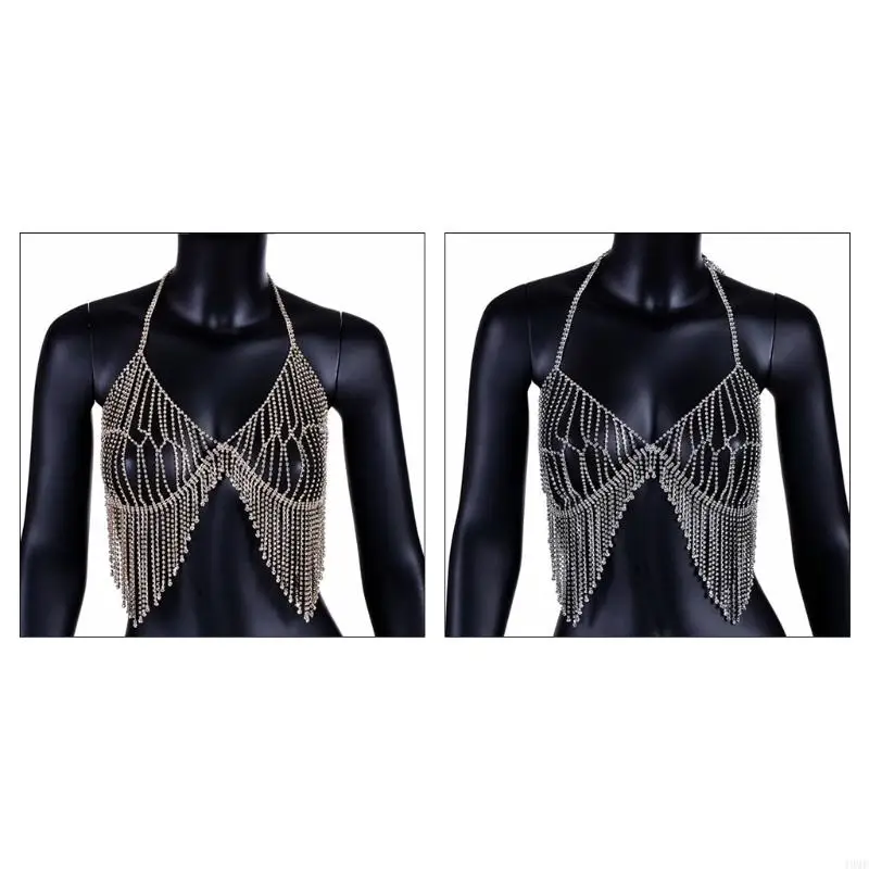 

49MF Women's for Rhinestone Bra Crystal Body Chains for for Beach Nightclub