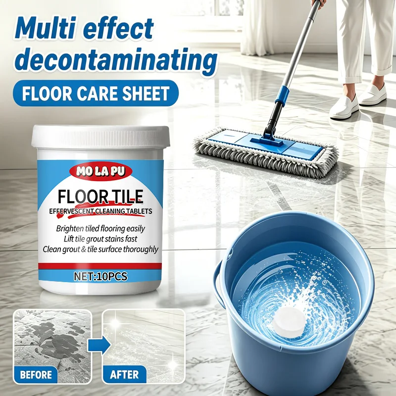Floor Cleaning Effervescent Tablets - Tile Cleaning Tablets, Household Floor Care Products, Deep Stain Removal, Removes Oil Stains and Dust Residue, Suitable for Various Floor Materials Such as Kitchen, Bathroom, Living Room, Etc., Easy to Dissolve and Use, Creating a Fresh and Comfortable Home Environment