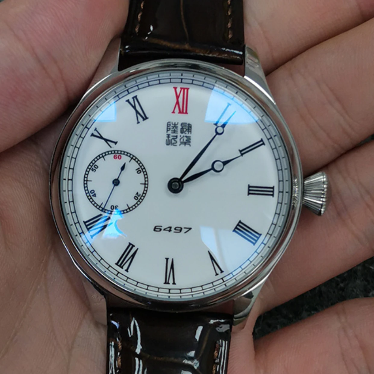 男性用マイクロローター付きステンレススチール時計,44mm,ヴィンテージ,防水,ユニセックス