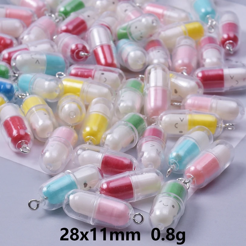 10/20/30/50pcs/Lot Cute Pill Charms For Jewelry Making Supplies Resin Materials Colorful Accessories Handmade Earrings Pendant