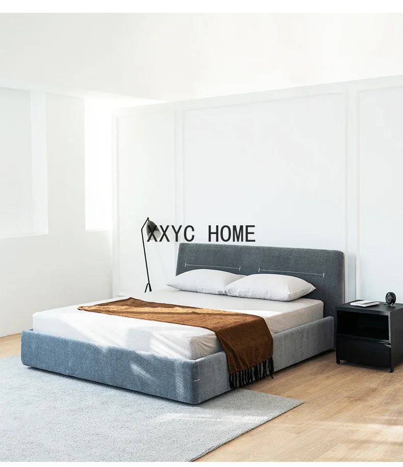 

Modern Simple Cotton and Linen Fabric Double Bed/Master Bedroom Light Luxury Big Bed Removable and Washable
