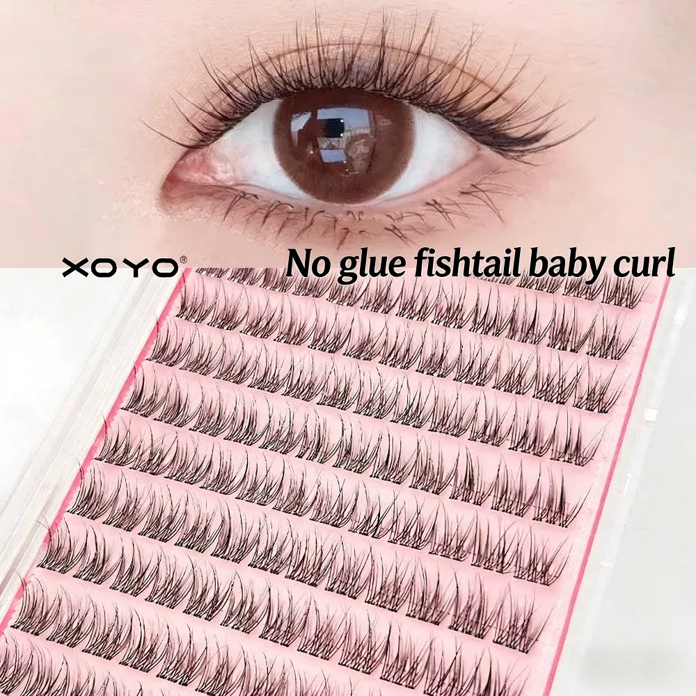 XOYO Yu Shuxin's Pick ~ Stemless Glue-Free Fish-Tail False Eyelashes, Natural Segmented Individual Clusters for Effortless Lash