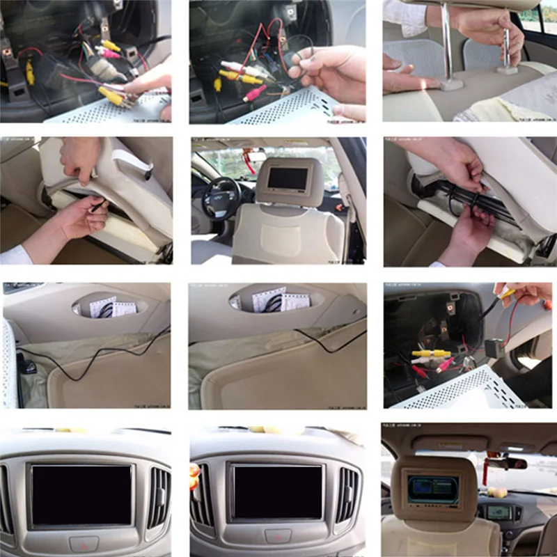 

Universal 7Inches Car Headrest Monitor Screen Fit For AV USB SD MP4 MP5 FM Beige-X59A