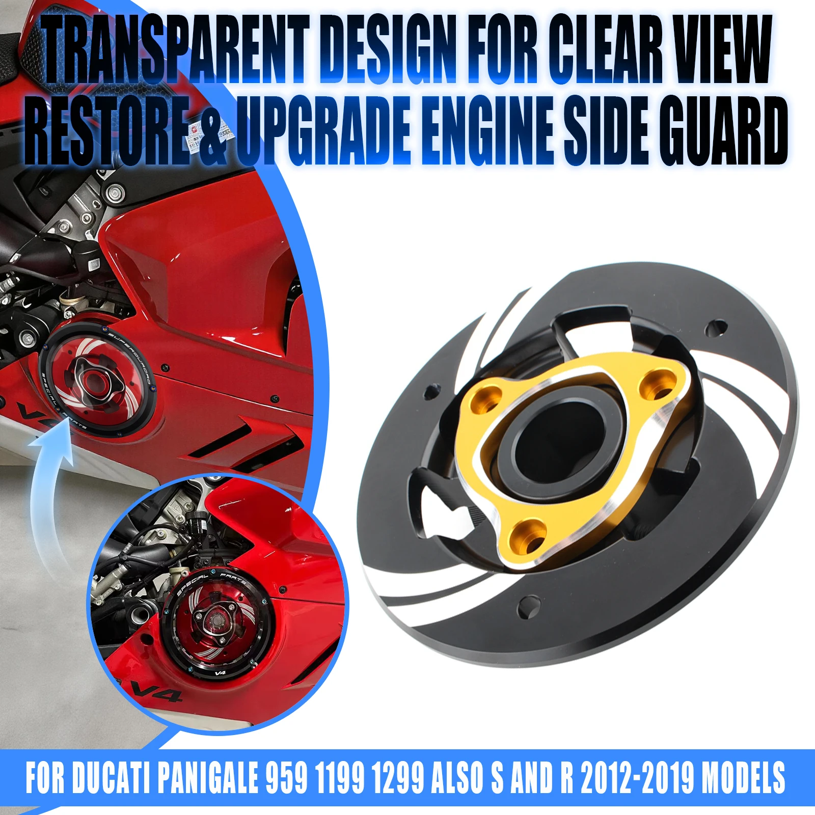 For Ducati Panigale 959 1199 1299 S R V2 Motorcycle Clear Clutch Cover Spring Retainer Housing Pressure Plate CNC Aluminum Kit