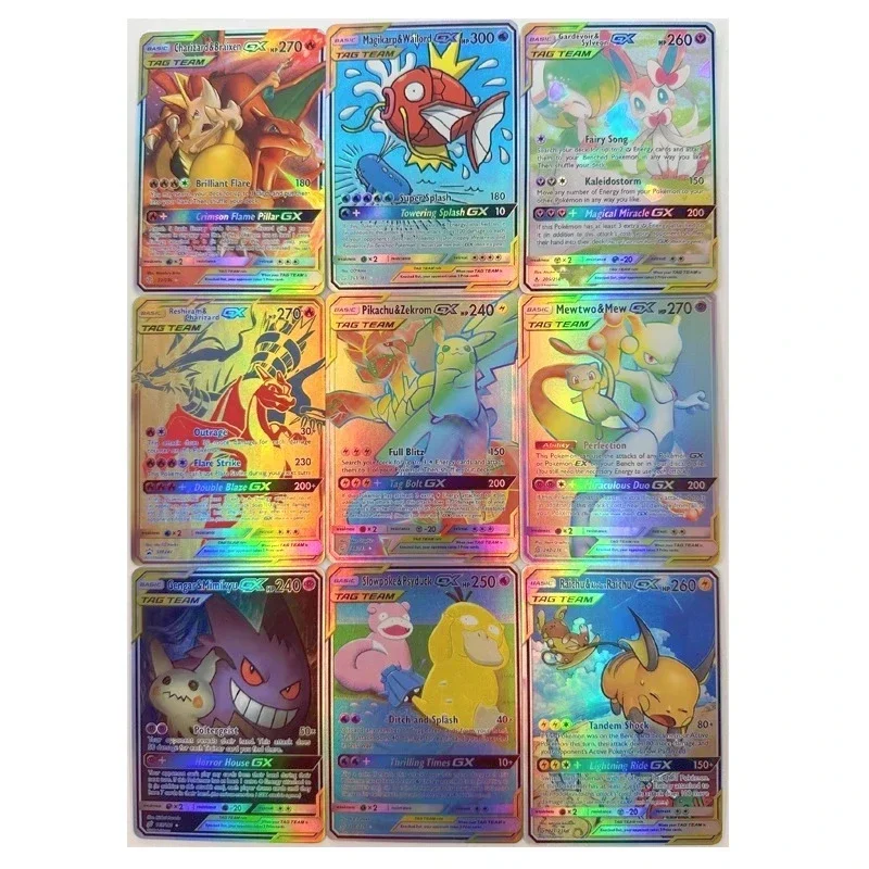 

PTCG Pokemon Kaarten 9 шт. английский Пикачу Psyduck Покемон: Magikarp коллекционная карточка празднование комикс детская игрушка карточка игрушки подарки