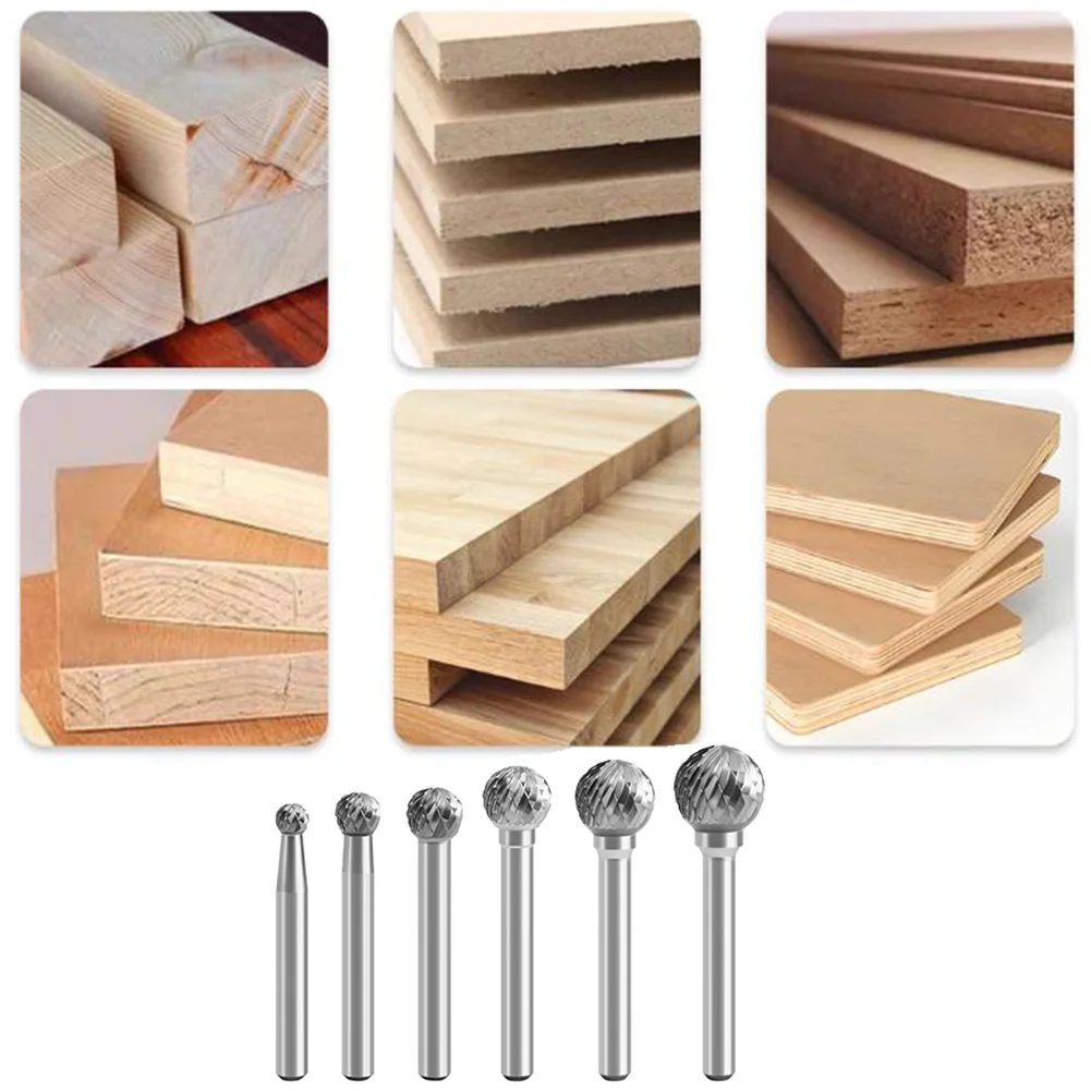 

1pc Round Ball 6mm Shank Rotary Burrs Bit Milling Cutter Rotary File For Metal Stone Wood Carving Engraving Woodworking Tool