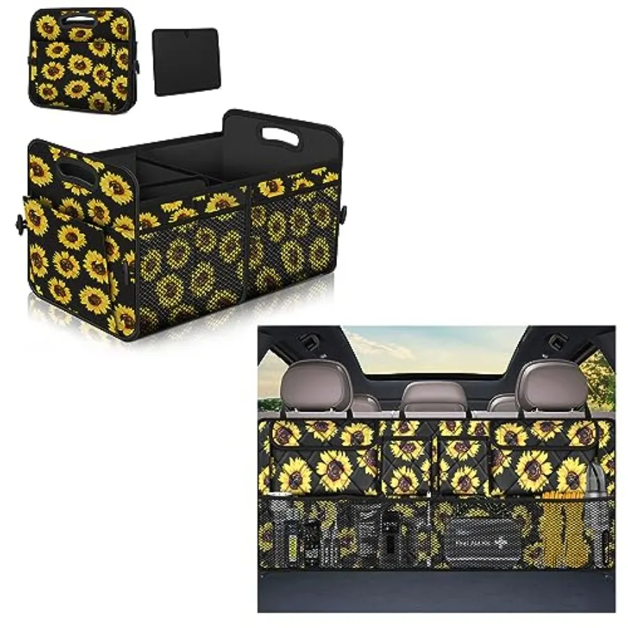 

Органайзер для багажника автомобиля, 72 л, органайзер для багажника автомобиля и очень большой подвесной органайзер для багажника для внедорожников серии Sunflower