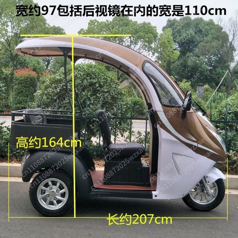With shading roof passenger and cargo semi-closed adult electric tricycle elderly scooter 800W view 6