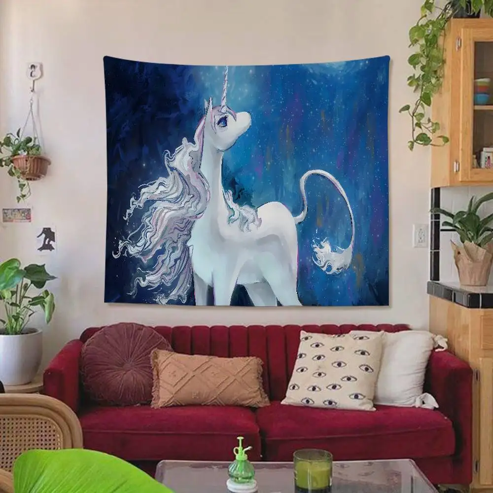 The Last Unicorn Tapestry Art Printing Bohemian Wall Tapestries Mandala Decor Blanket