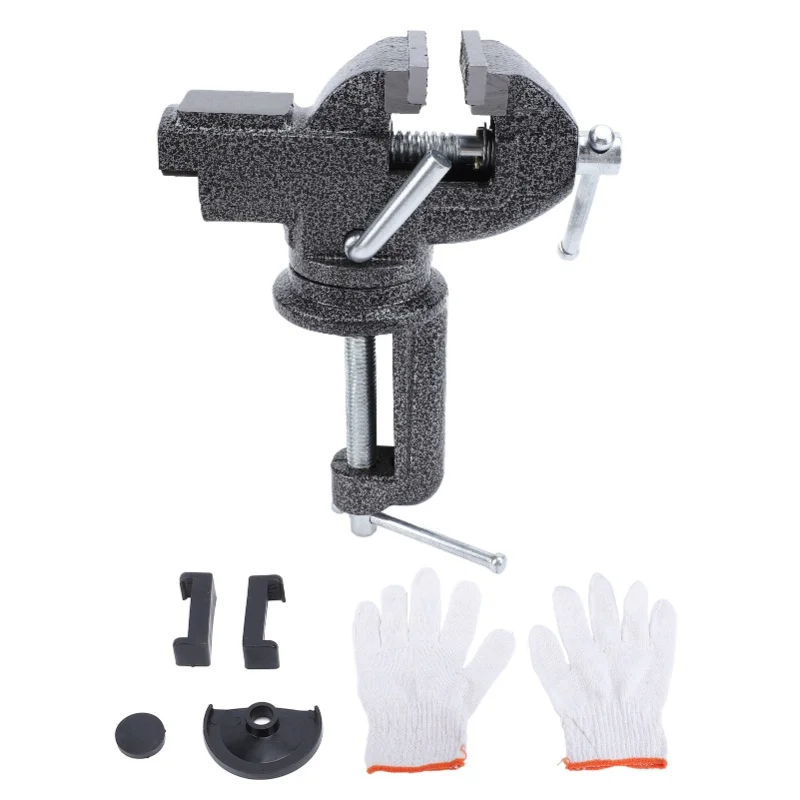 

Универсальные настольные тиски, зажим для стола, портативные, с поворотным основанием на 360 градусов, для деревообработки, черные