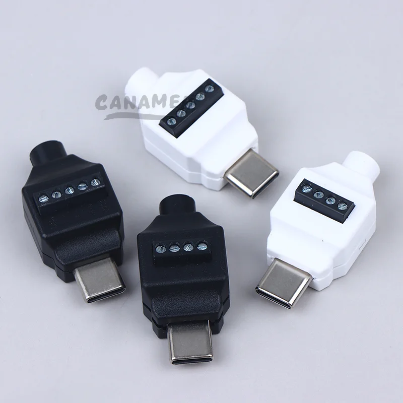 1 Piece High Quality Black/White Type C Solderless Small Plug USB C Data Cable Connector USB Soldering Free Connector
