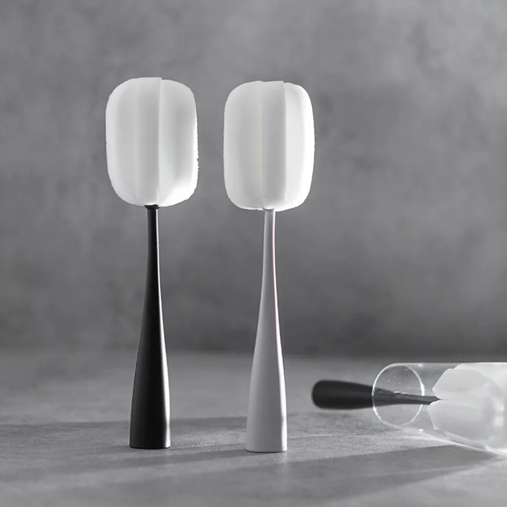 2Pcs Sponge Bottle Brush Long Handle Frosted Surface Stand Design Easy Drain Cup Cleaning Tool for Glass Mug Gargle Cup Decanter