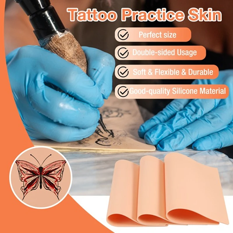 6 STKS Tattoo Oefenhuid 0,25 CM Siliconen Nephuid Dubbelzijdig Voor Permanente Make-up Training Supply Tattoo Accessoire