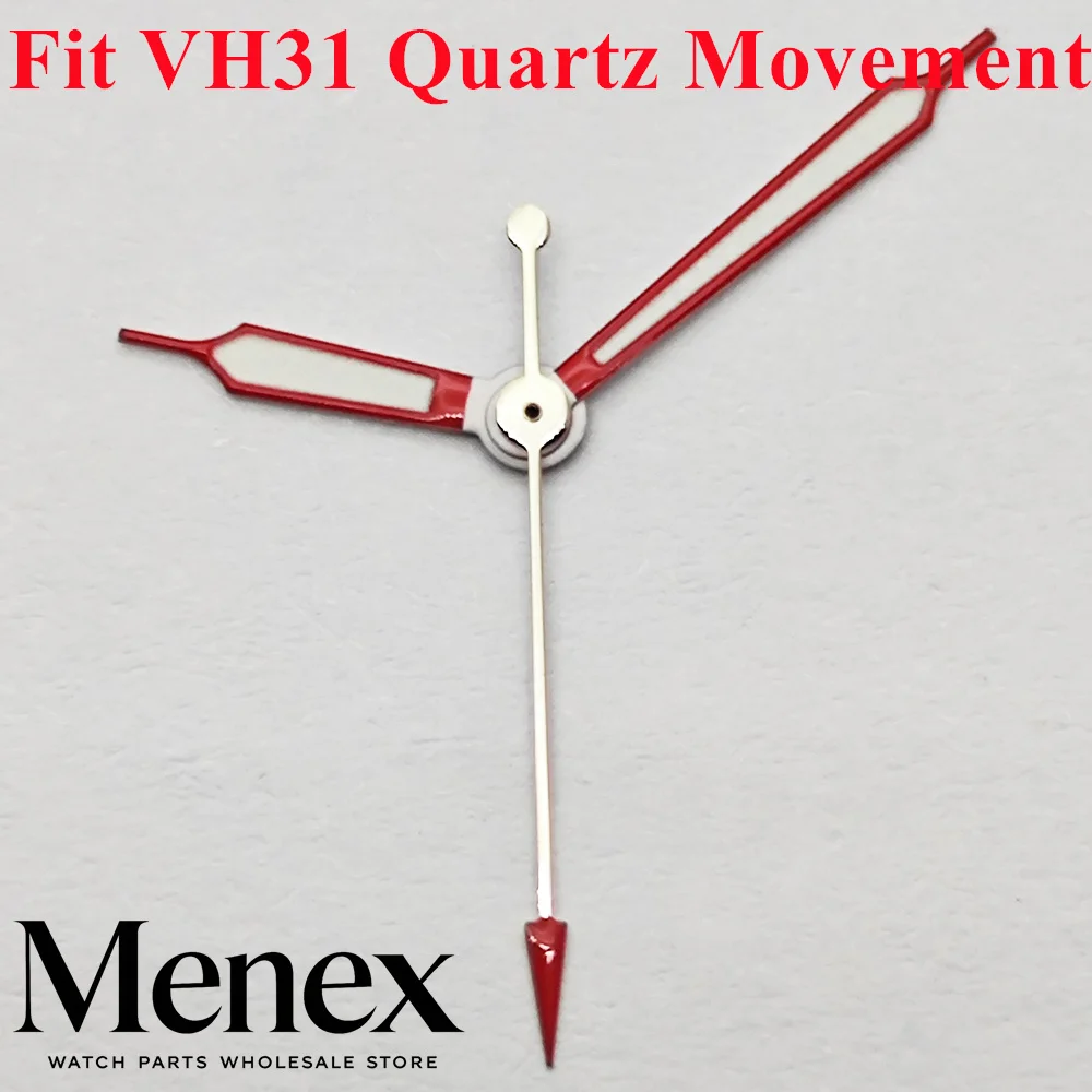 Menex White-Red Watch Hands Green Luminous Fit VH31 Quartz Movement Pointer Set Watch Mod Replacement Spare Repair Parts - view 4