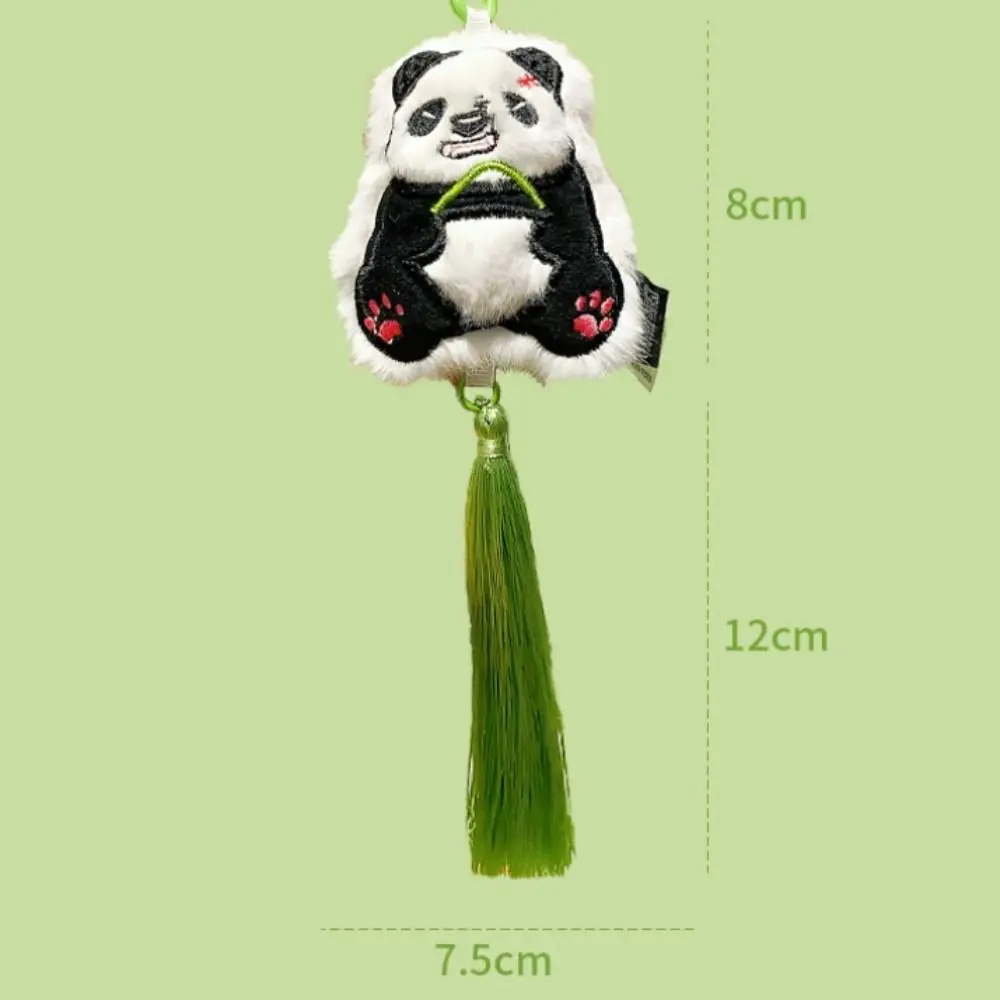 Portachiavi panda in peluche con nappa Fragranza in stile cinese Ciondolo animale Kawaii Bambù Azioni multiple Portachiavi panda carino unisex