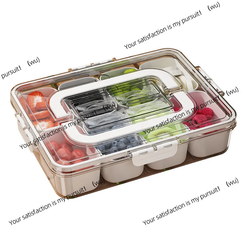 Large Capacity 8 Compartment Airtight Spice Storage Box Portable Handle Condiment Container For Fridge Kitchen