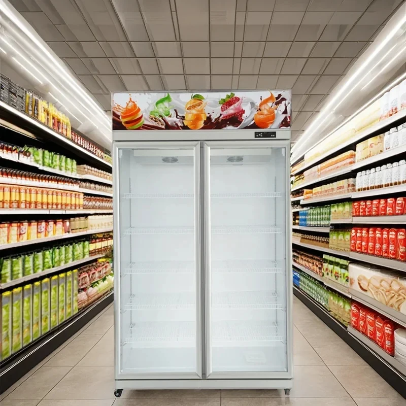 l  Double Glass Door Commercial Drinks Cooler See Through Upright Display r Supplier Beverage Refrigerator view 6