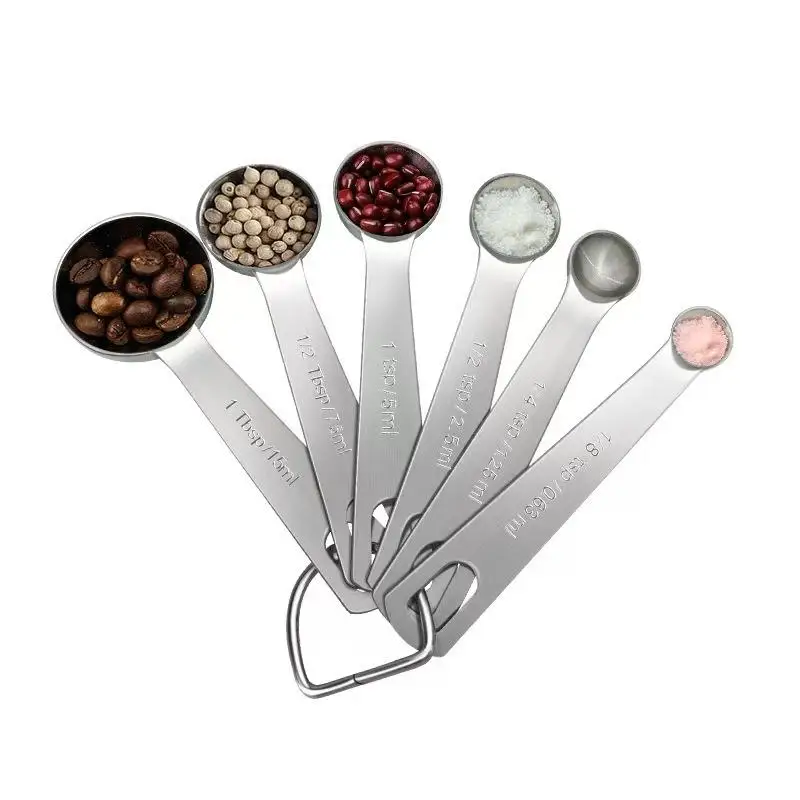 1/5/6Pcs Stainless Steel Measuring Spoon With Scale Ruler Metal Scoop For Coffee Baking Cooking Kitchen Measuring Gadget
