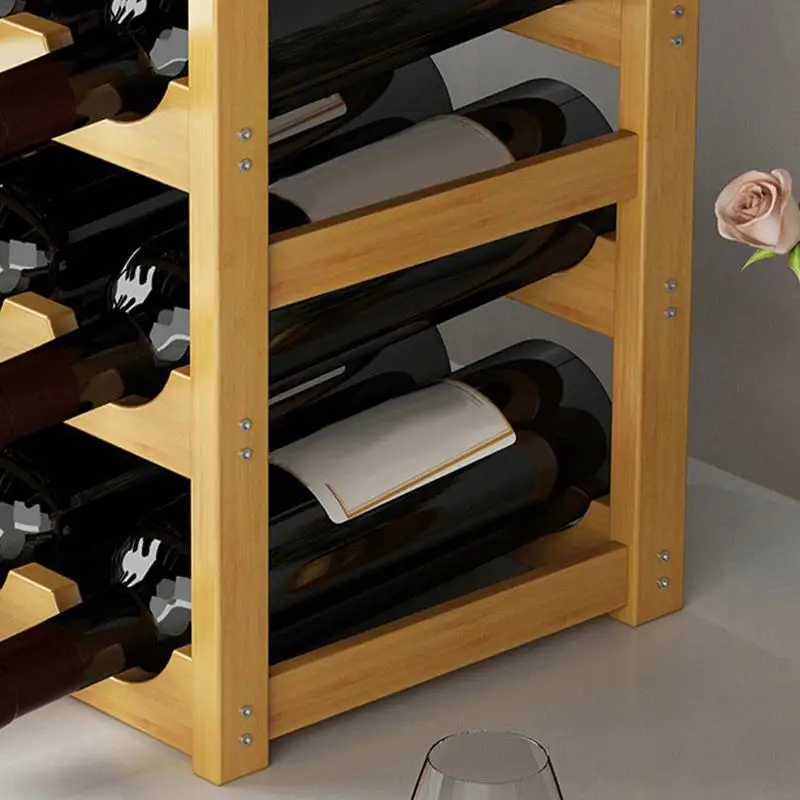 Solid Wood Wine Rack Cabinet Home Decoration Wine Display Rack Table Creative Wine Bottle Stand 4 Tier Wooden Red Wine Shelf